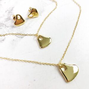 NWT Penny + Grace 18k Gold Open Heart Necklace, Bracelet, & Earrings Jewelry Set